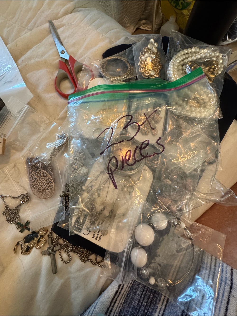Mixed Costume Jewelry Lot - Silver & White Pieces